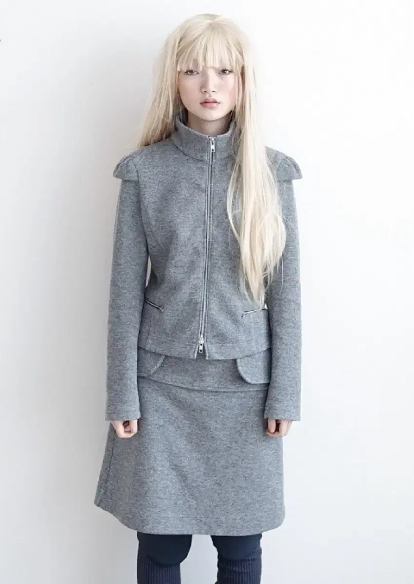 (반택포) 샵페어리 wool pocket midi skirt (grey)