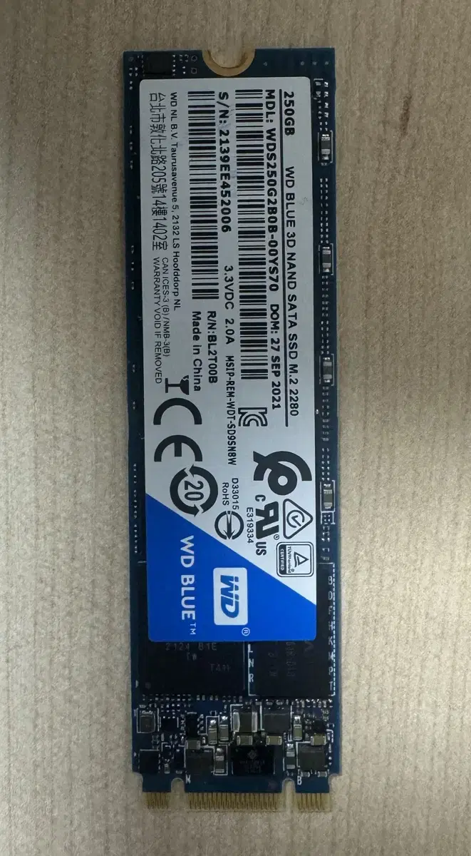 M.2 ssd wd blue 250gb sata 택포 as남음