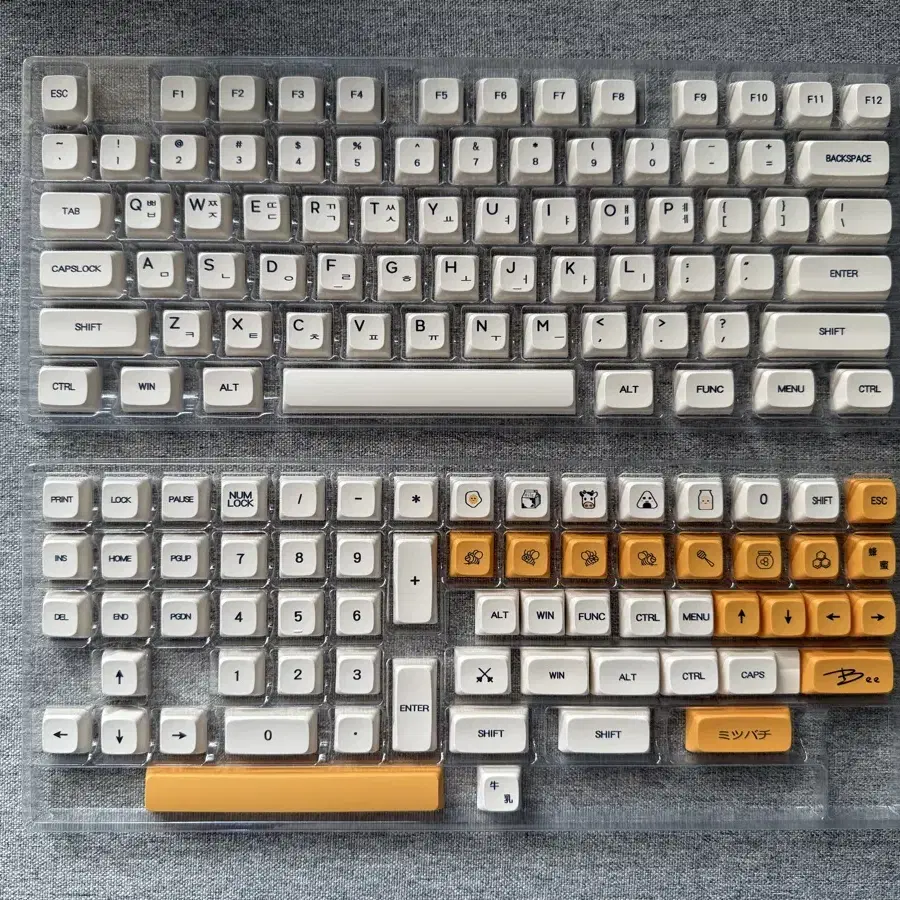 (미사용) 기계식 키보드 꿀벌 PBT 키캡 (한글, XDA, 염료 승화)