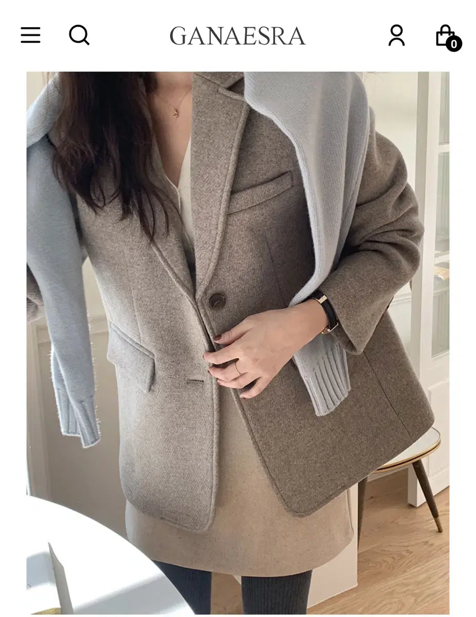 Ganaxra With Wool Coat Jacket Light Brown S