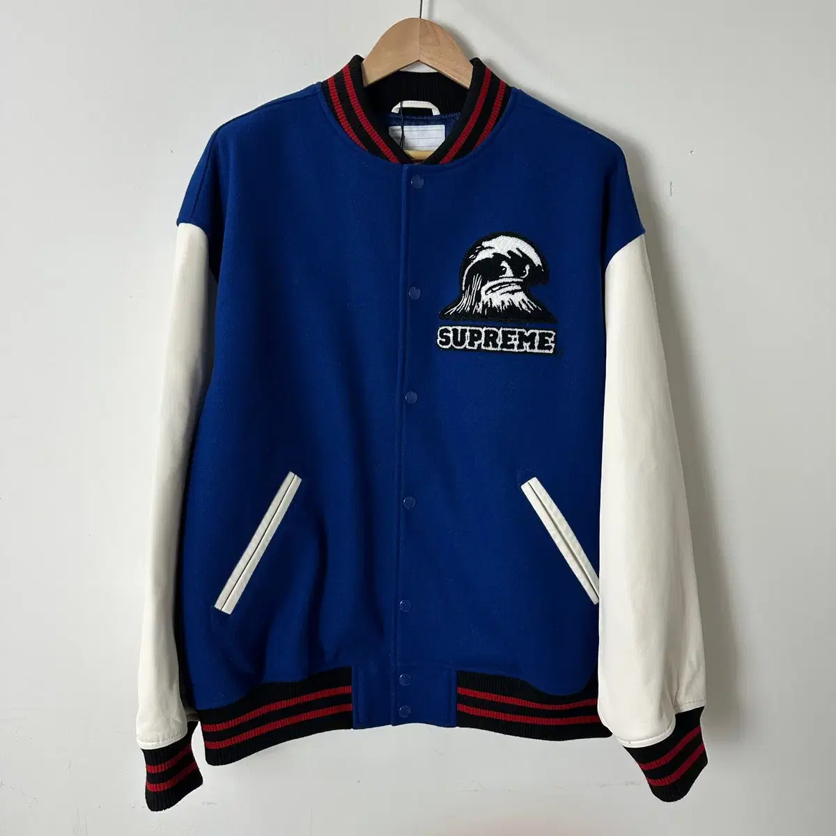 Supreme Wave Varsity Jacket XL Supreme Wave Varsity Jacket Blue XL