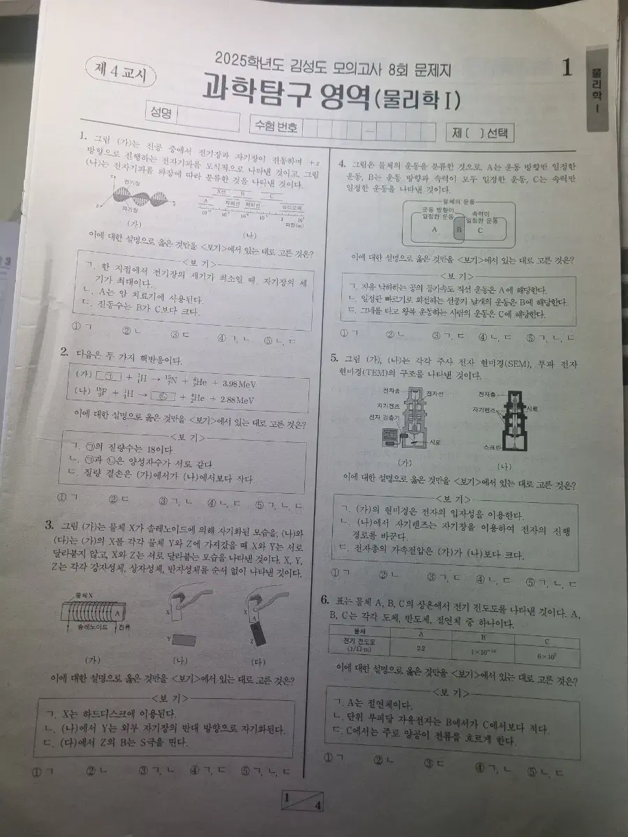 김성도 물리학1 모의고사 시대인재