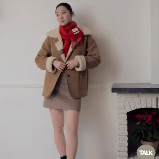 [1회 착용] 드파운드 suede shearling single coat