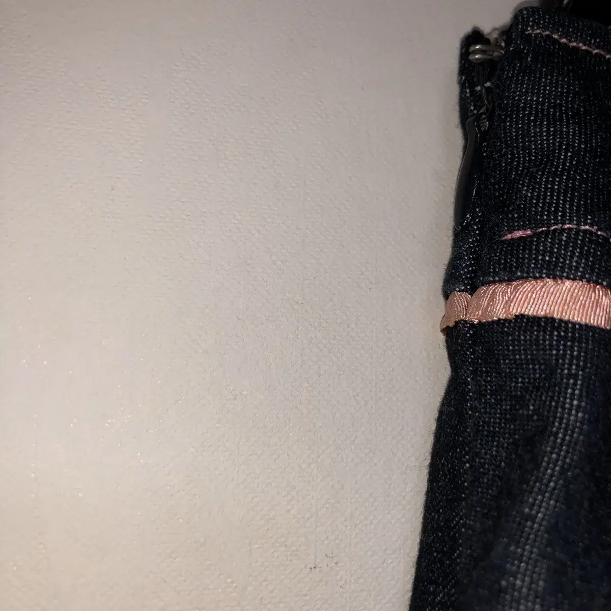 Vintage Satin baby pink lace denim sk