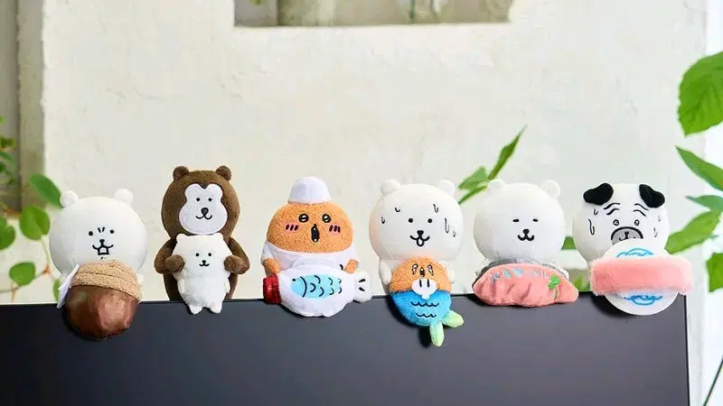 농담곰 데스크탑 거치대 마스코트 인형 3종 일괄 (인어, 연어, 도토리)