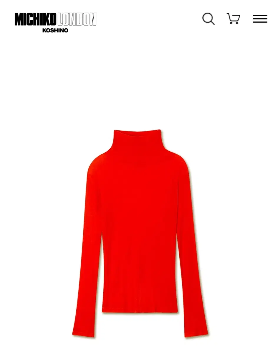 미치코런던 WOOL TENCEL TURTLE NECK TOP 레드오렌지