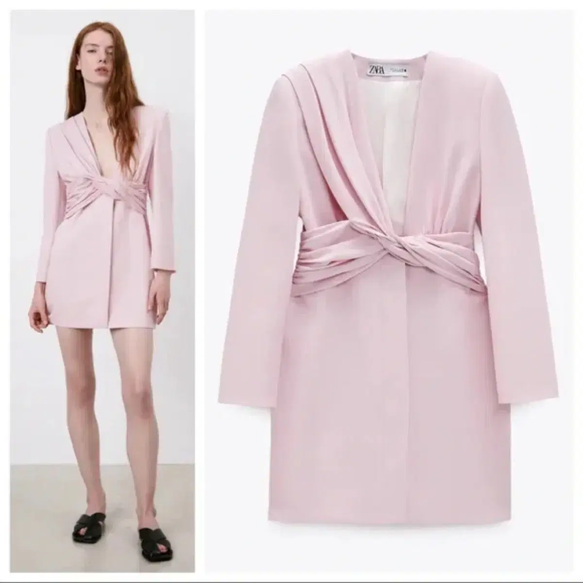 ZARA Pink Draped Twist Knot Jacket Blaze