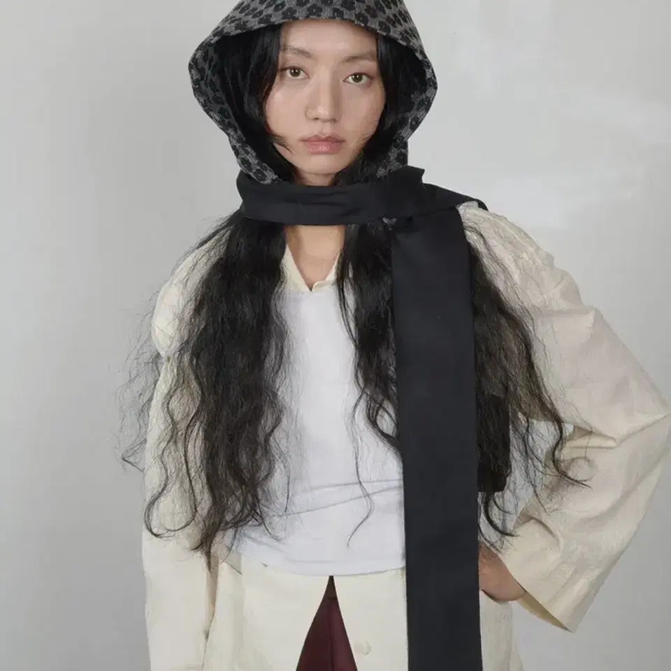 무음 muwm 후드 머플러 Hooded Muffler 목도리 모자