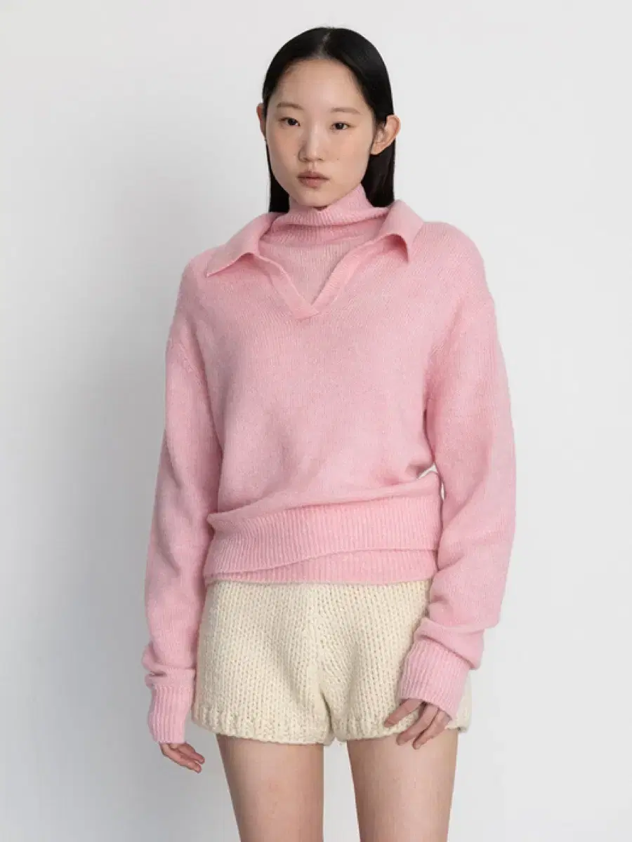 르917 MOHAIR BLEND COLLAR PULLOVER