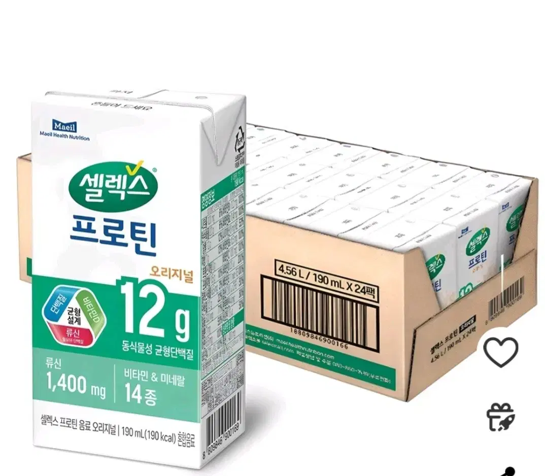 무료배송))셀렉스 프로틴 오리지널, 190ml, 24개