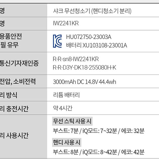 샤크 닌자 무선 청소기 클린 센스 IQ IW2241KR