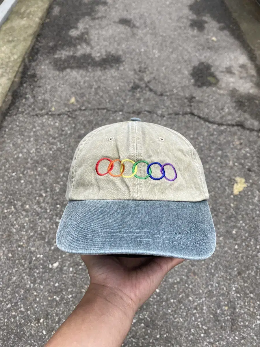 Rainbow Circles Vintage Cap