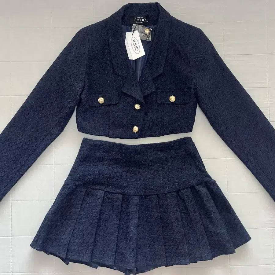 트위드 투피스 LADY BLUE CROP JACKET&SKIRT SET