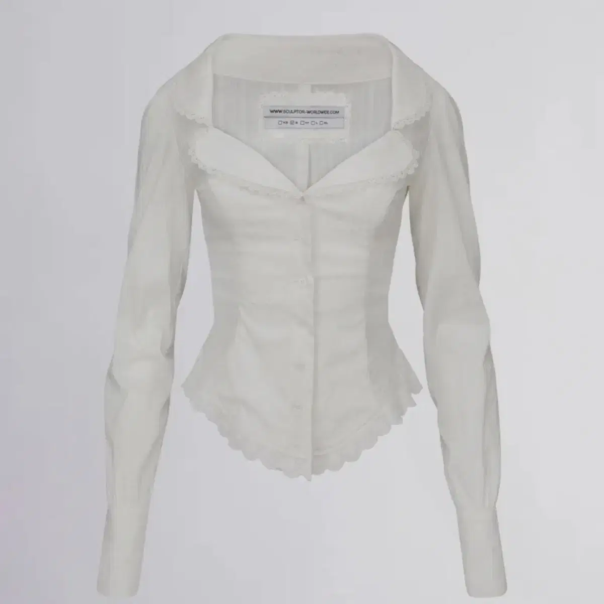 스컬프터 Clover leaf neck blouse ivory