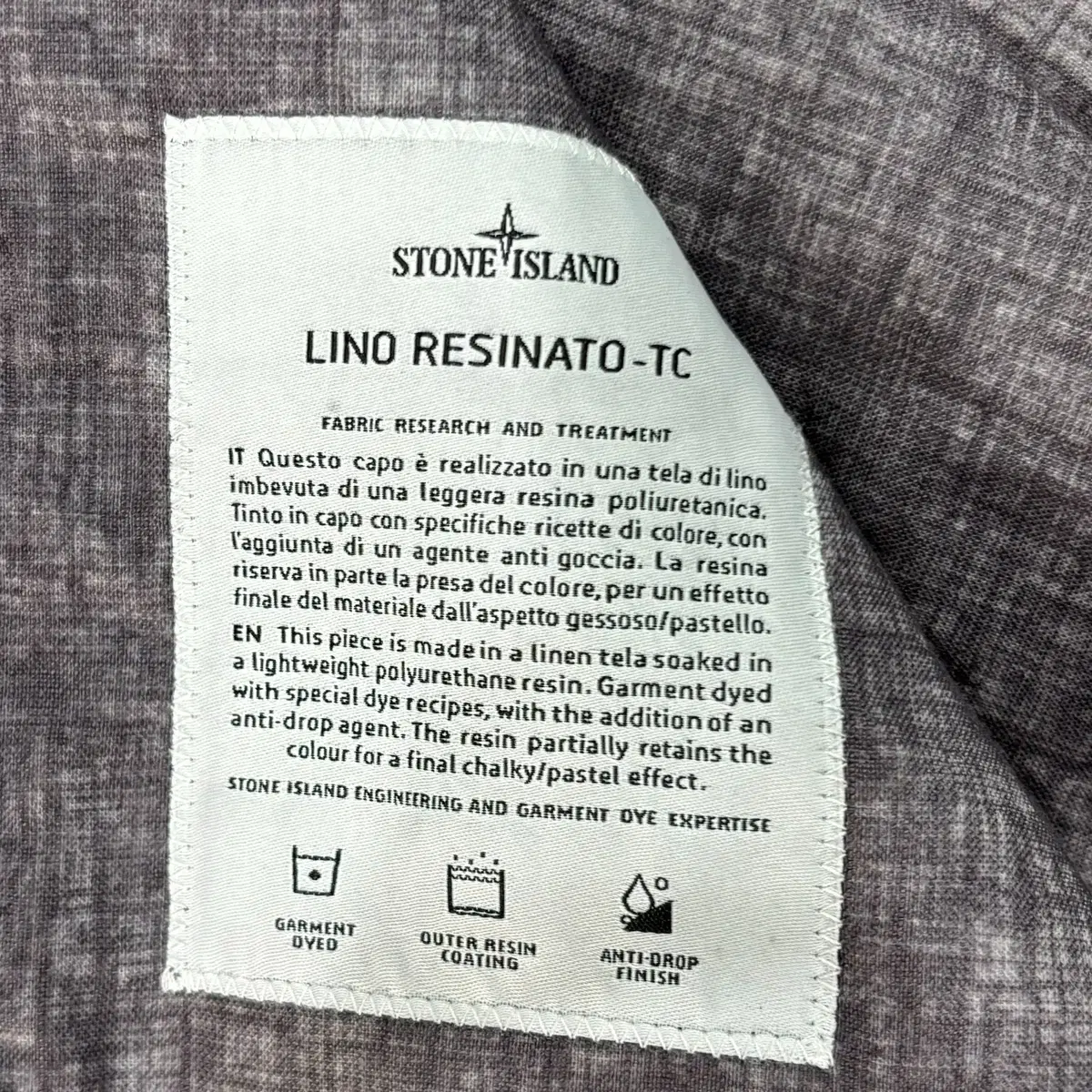 2019 스톤아일랜드 Lino Resinato-TC  자켓 XL