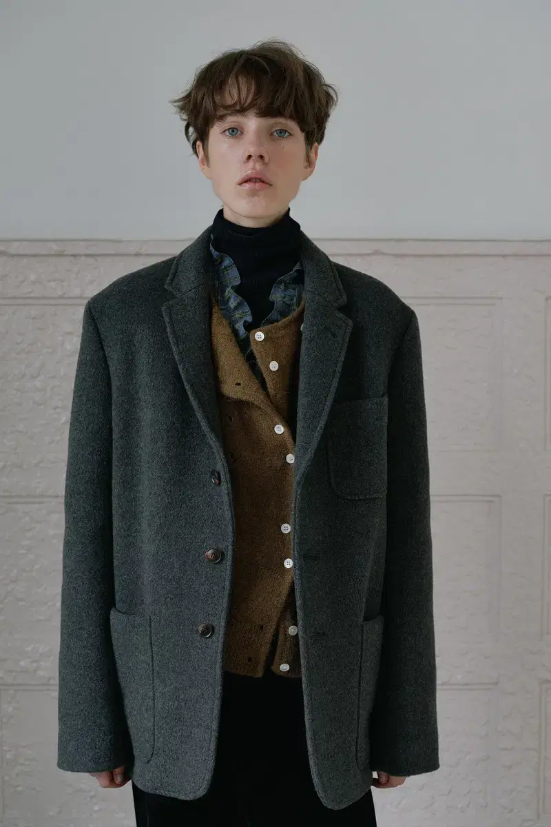 비아플레인 IVANA SINGLE WOOL JACKET (GRAY)