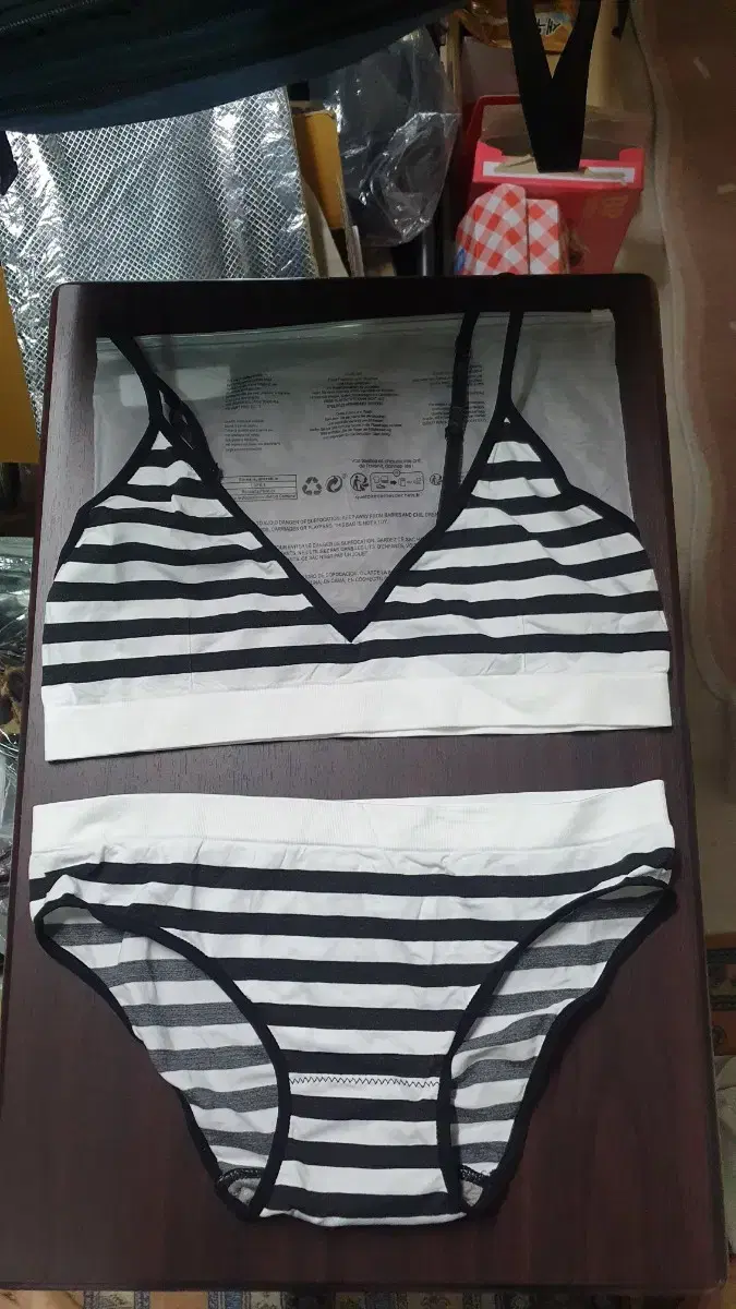 New)Women's Cotton Stripe Lingerie Set XL