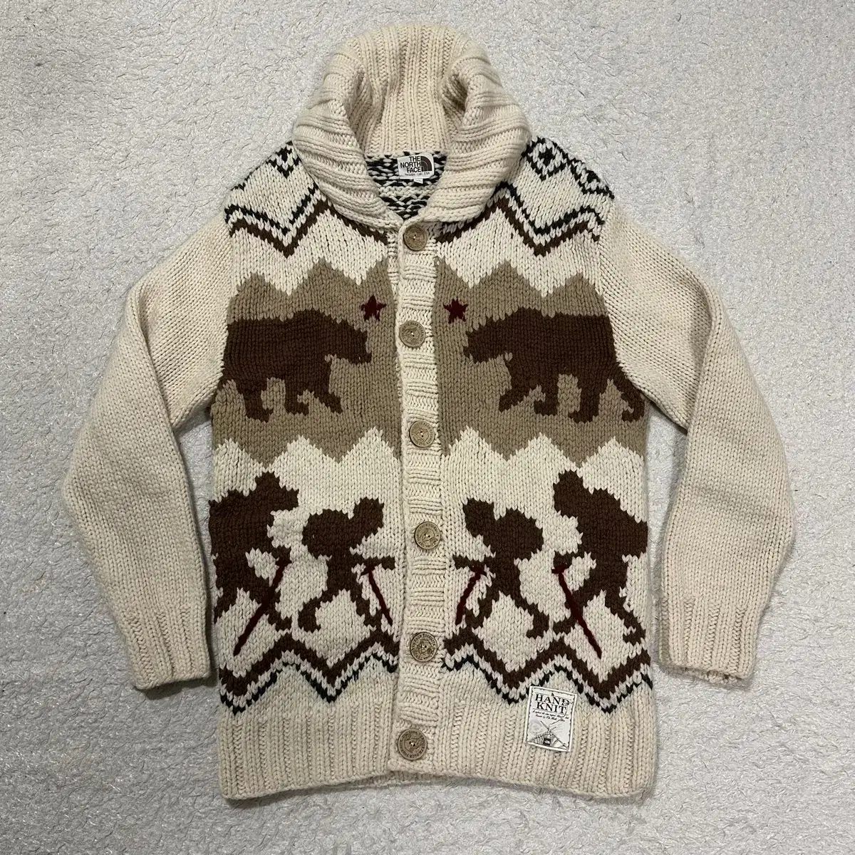 노스페이스 코위찬 hand knit 가디건 m 95