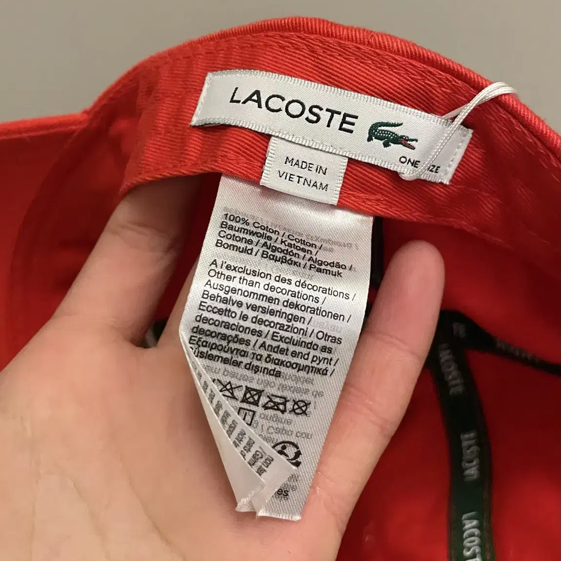 (F)Lacoste 라코스테 빅로고 레더스트랩 코튼 볼캡 모자 레드