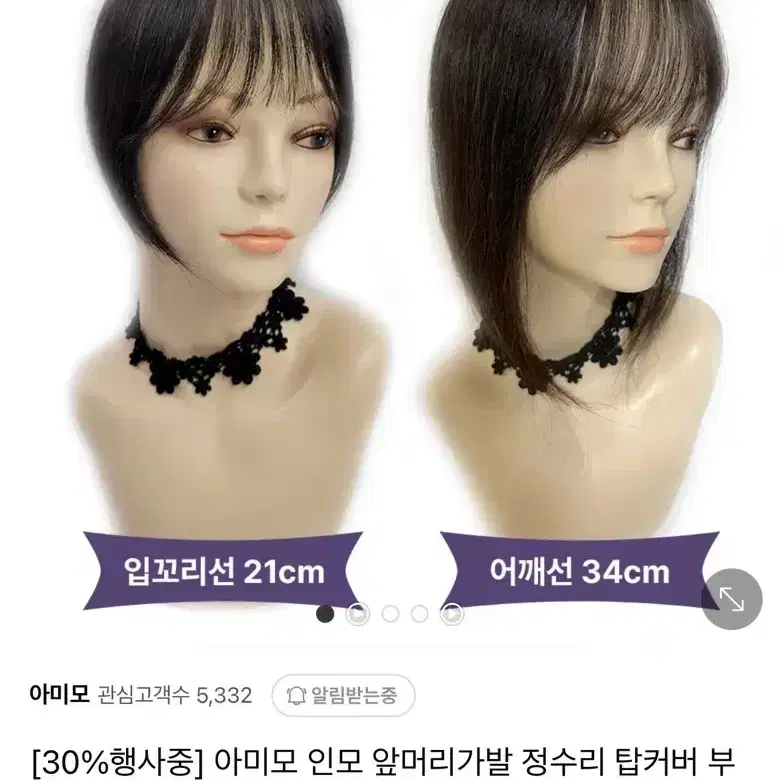 아미모 인모 앞머리가발 21cm(앞머리 있는 사이드뱅 커트형)