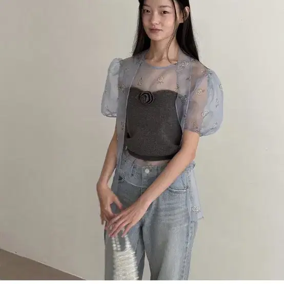 SOONSU Rosy Knit Bustier Melange Grey