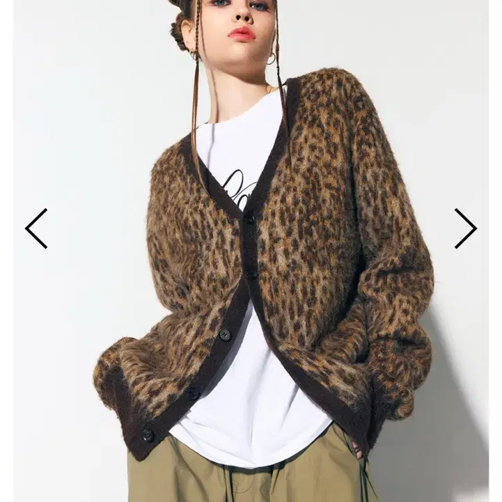 에즈이프캘리 LEOPARD KNIT CARDIGAN BROWN