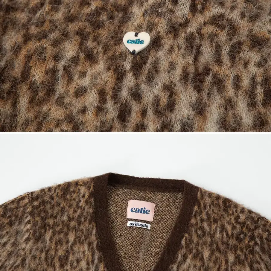 에즈이프캘리 LEOPARD KNIT CARDIGAN BROWN