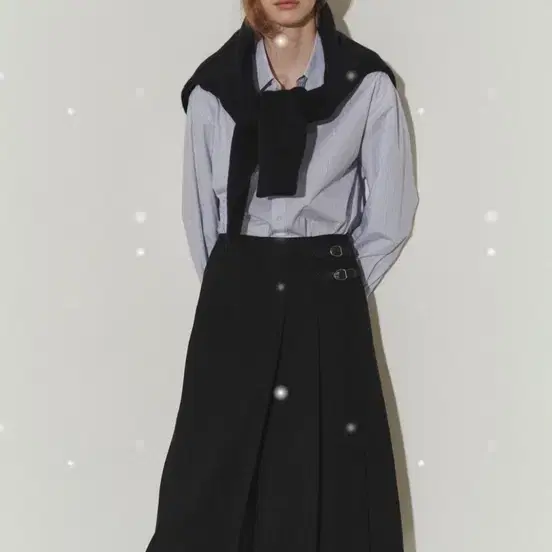 던스트 BELTED PLEATS LONG SKIRT BLACK