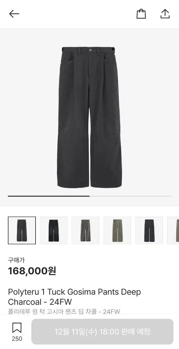 [3]폴리테루 원 턱 고시마 팬츠 딥 차콜 - 24FW