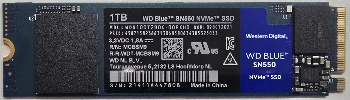 WD SSD SN550 M.2 2280 1T(NVMe) 팝니다.