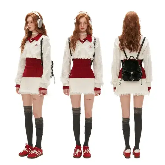 [MAMC] Santa Fluffy Knit Three-Piece Set