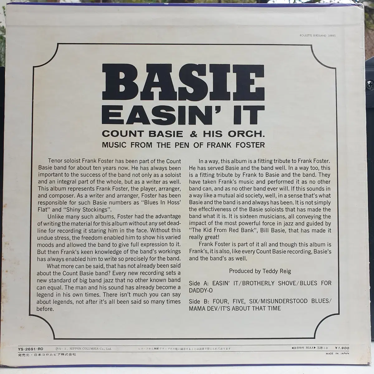 [중고LP] Count Basie & His Orch Easin' It