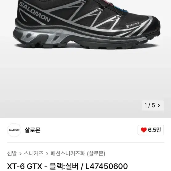 살로몬 xt-6 gtx 블랙실버 240