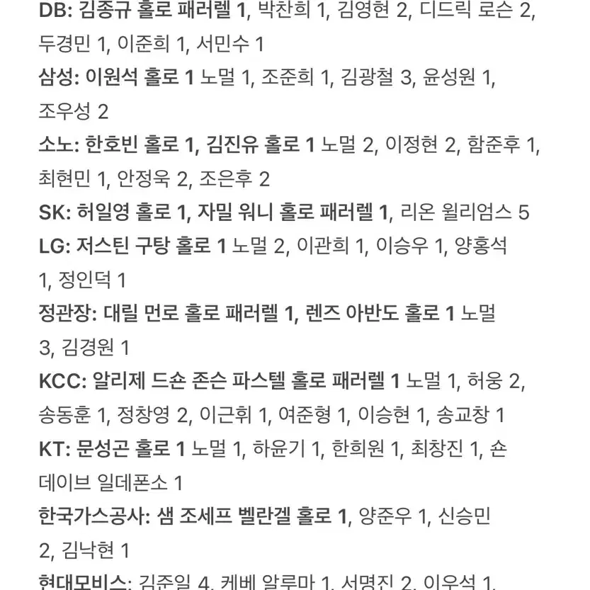 KBL SCC 카드 전체 일괄