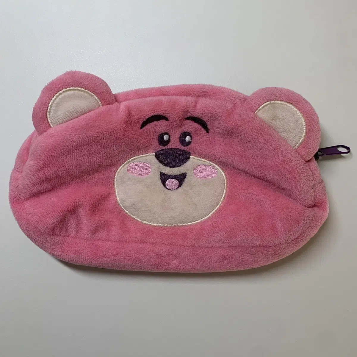 Discontinued) Daiso Disney Rasso Character Plush Pencil Case (Pink) / Antique Stationery