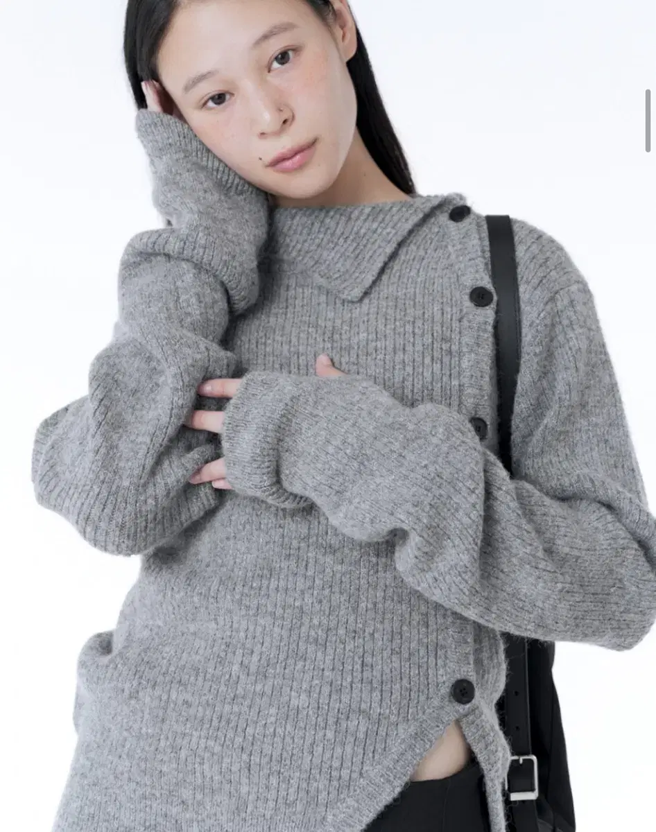 미세키서울 side button knit gray