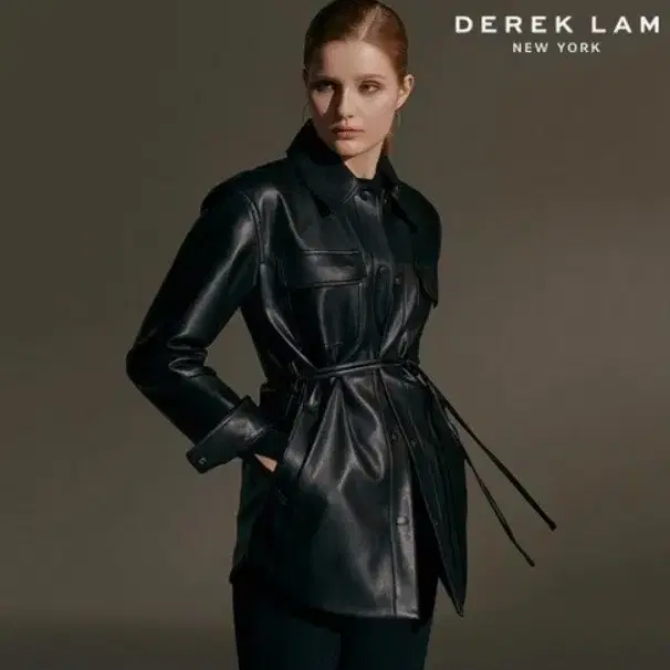 데렉램 DEREK LAM 인조가죽 벨티드 자켓 M(구66)