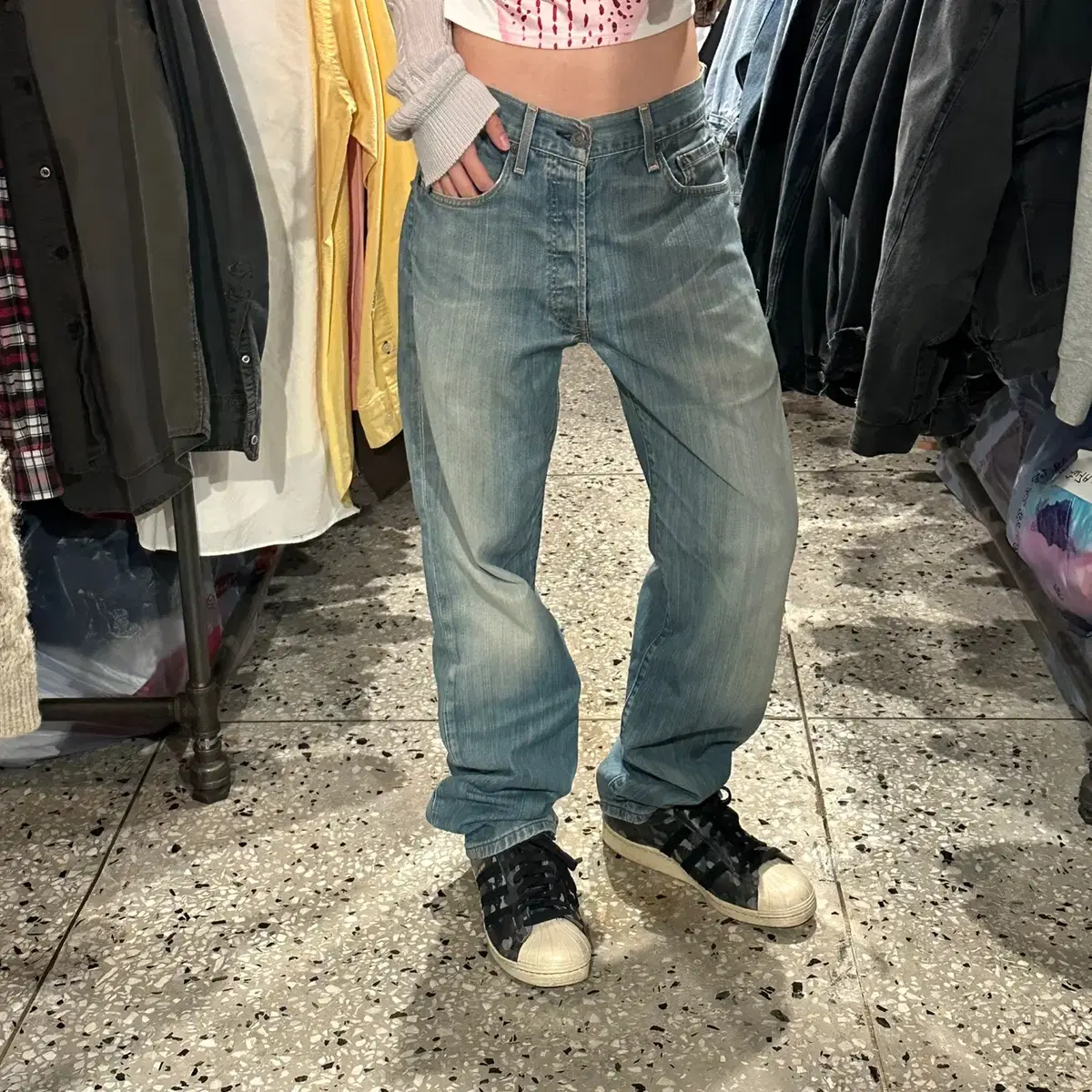 Levi's 리바이스 501 연청 일자 데님 팬츠