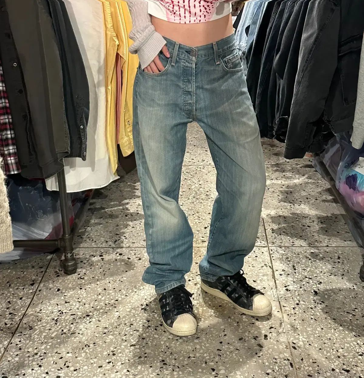 Levi's 리바이스 501 연청 일자 데님 팬츠