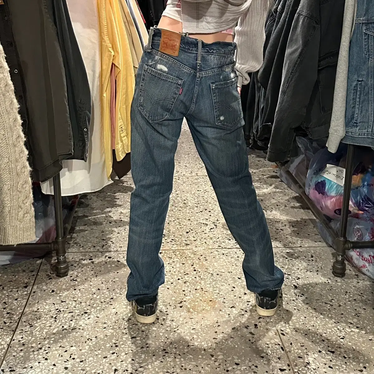 Levi's 리바이스 511 데미지 일자 데님 팬츠