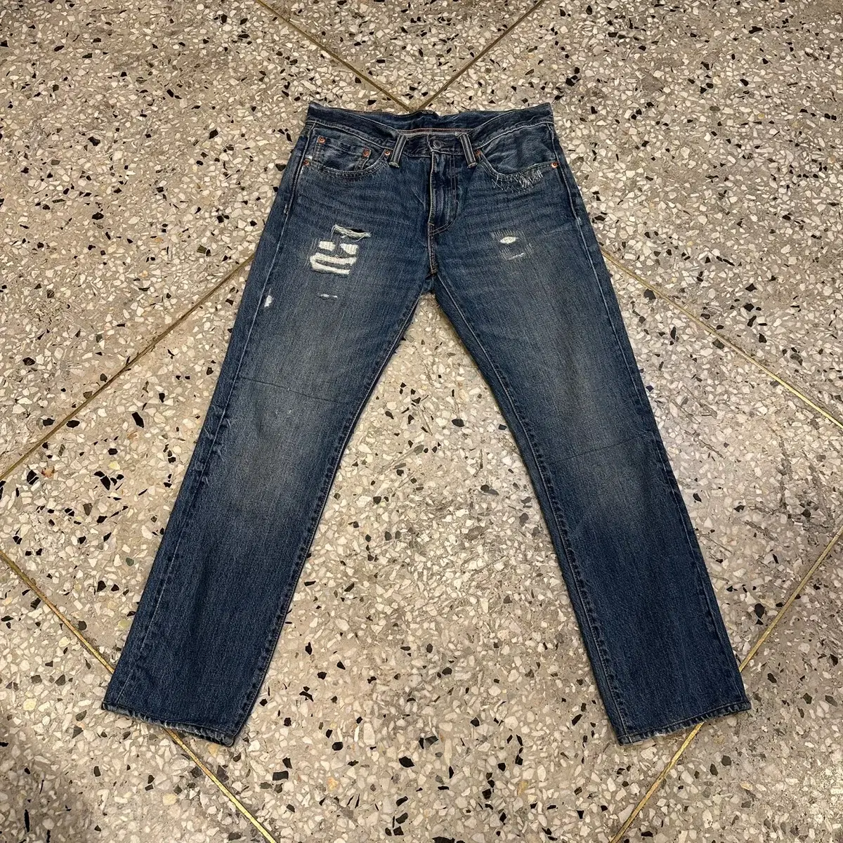 Levi's 리바이스 511 데미지 일자 데님 팬츠