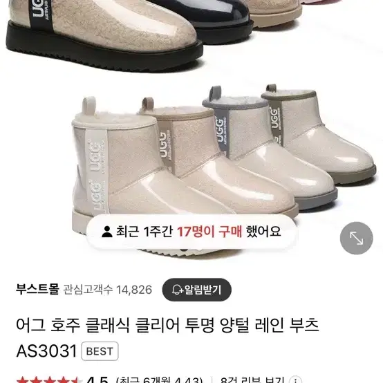 UGG 클리어 워터프루프 부츠 (호주)