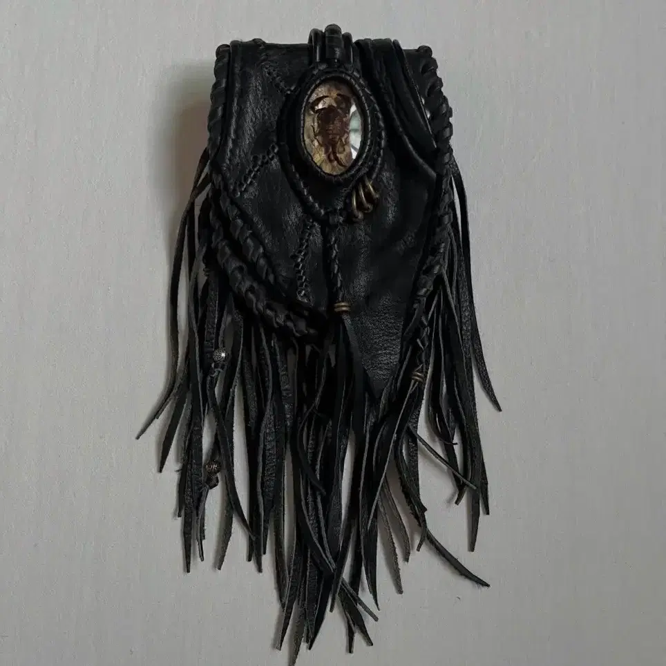 Archive Scorpion Leather Fringe Pouch