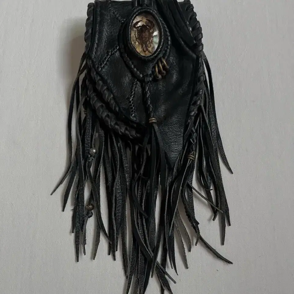 Archive Scorpion Leather Fringe Pouch