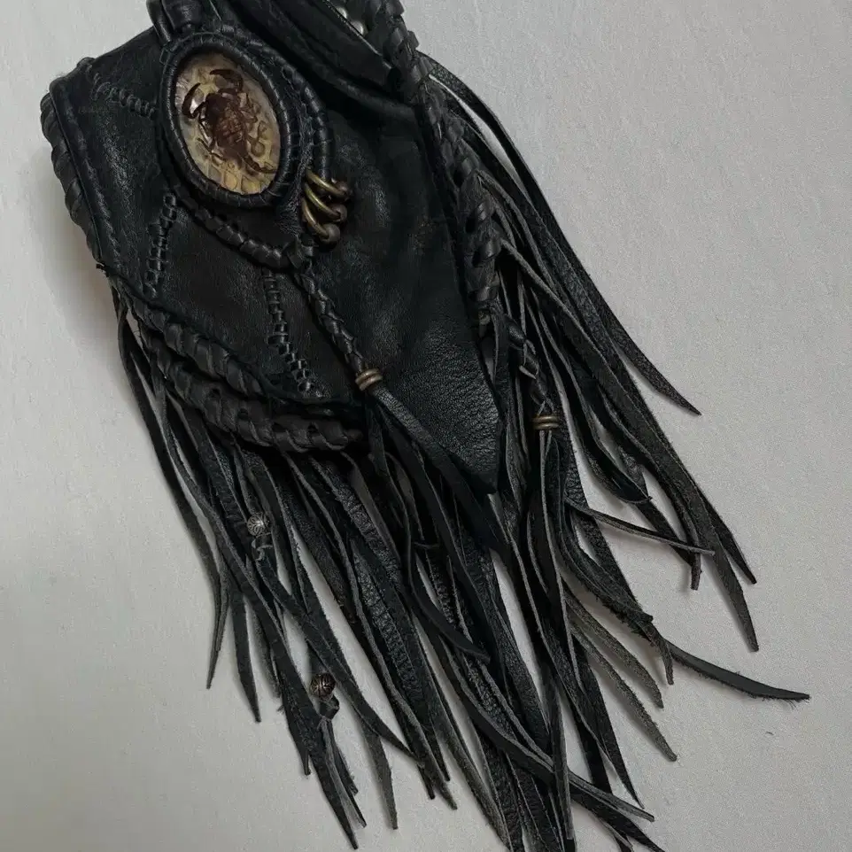 Archive Scorpion Leather Fringe Pouch