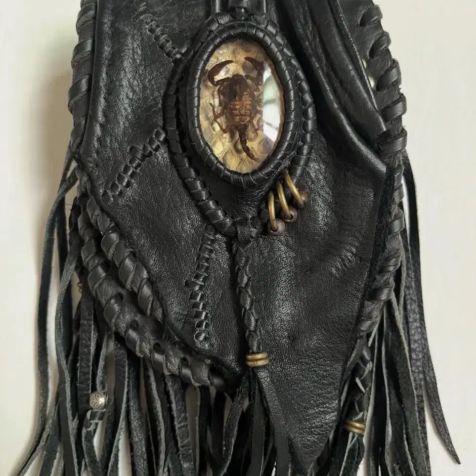 Archive Scorpion Leather Fringe Pouch