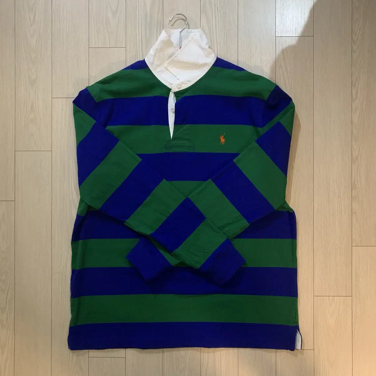 폴로 아이코닉 럭비 셔츠(athletic green/azure, L)