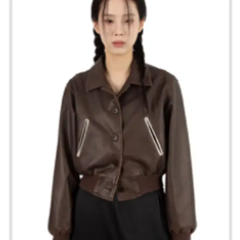 릿킴 Varsity cropped leather blouson