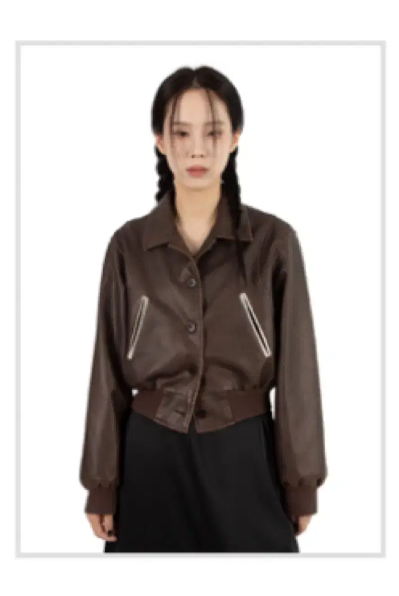 릿킴 Varsity cropped leather blouson