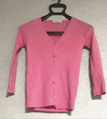 J&M DAVIDSON 가디건 100% 모직 핑크 니트